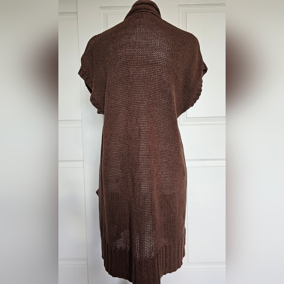 Eddie Bauer Brown Boho Long Cardigan Sleeveless Wrap Vest Cardigan Sweater M - Picture 4 of 4